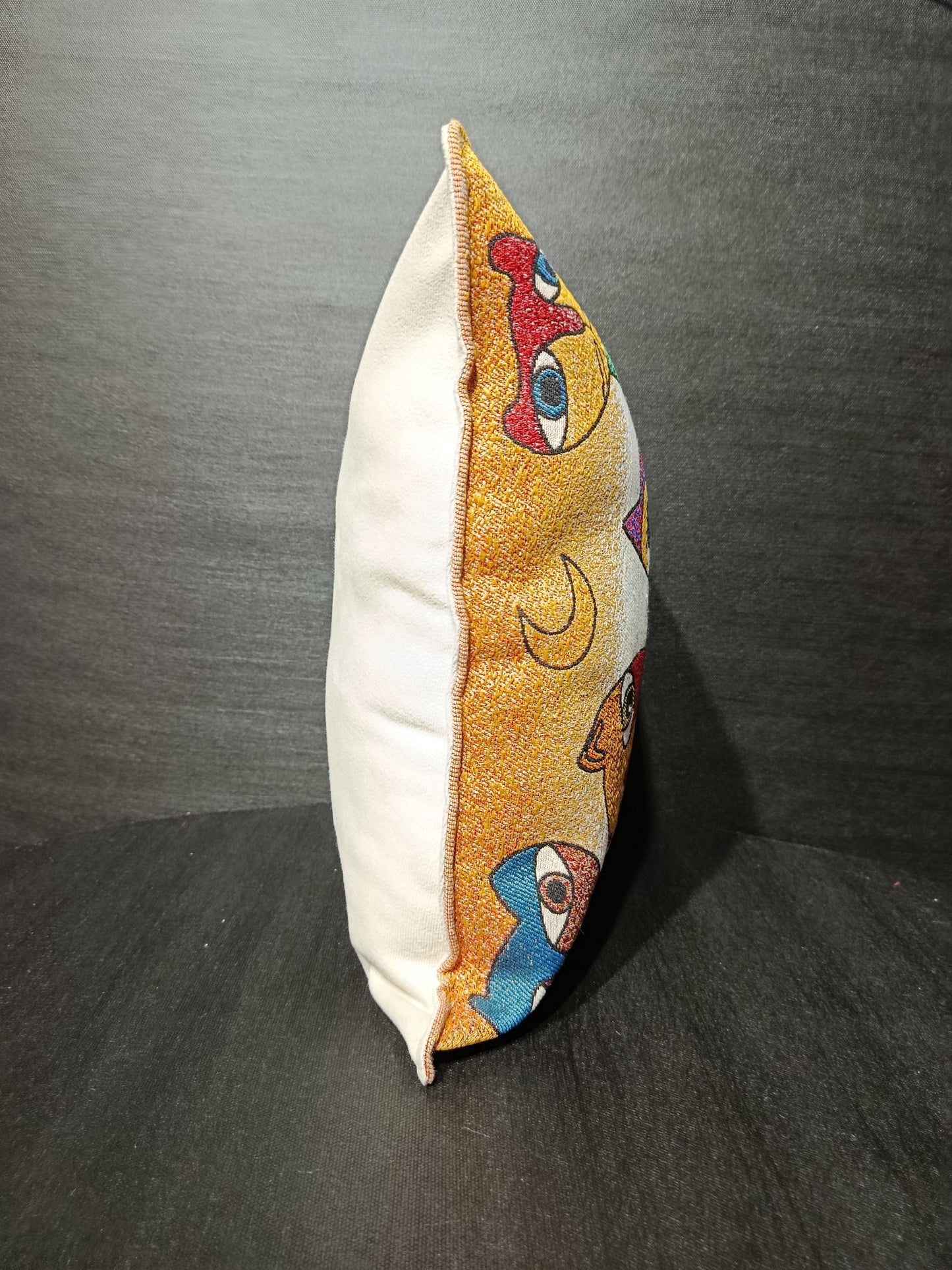 Abstract Cat Pillow Cover: Colorful Gobelin Tapestry Cushion, Modern Art Decor