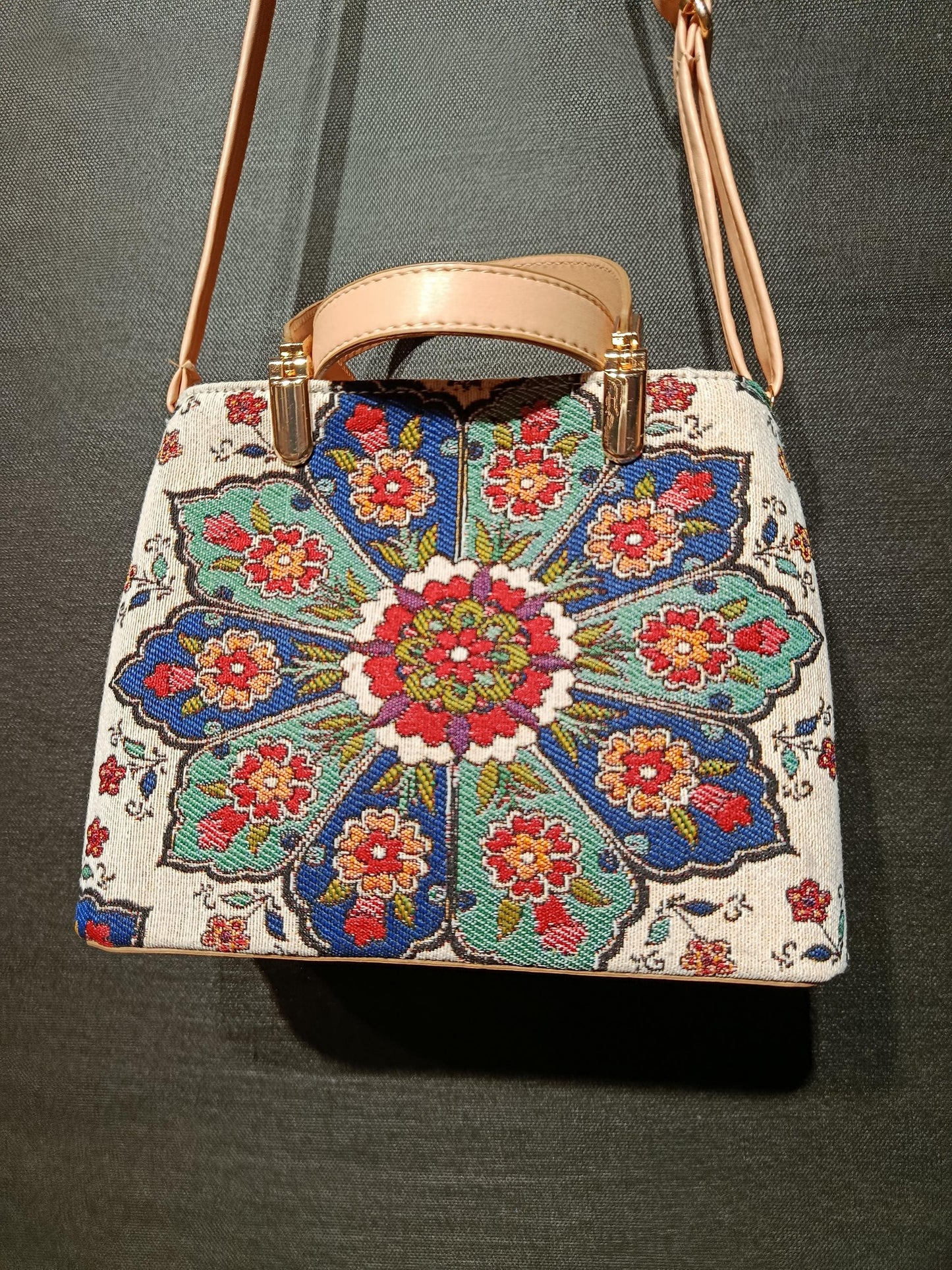 Mandala Tapestry Bag: Turkish Floral Medallion Crossbody Purse