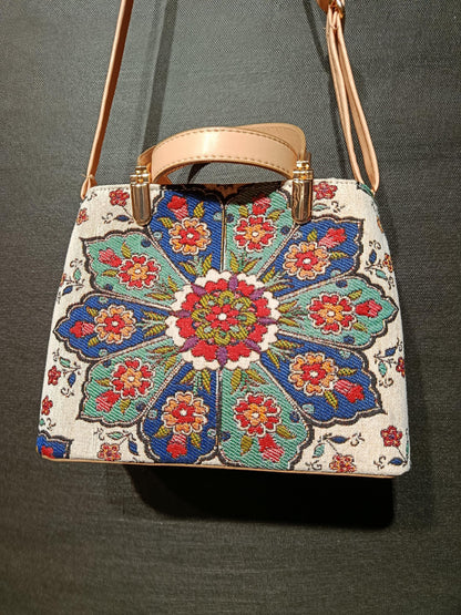 Mandala Tapestry Bag: Turkish Floral Medallion Crossbody Purse