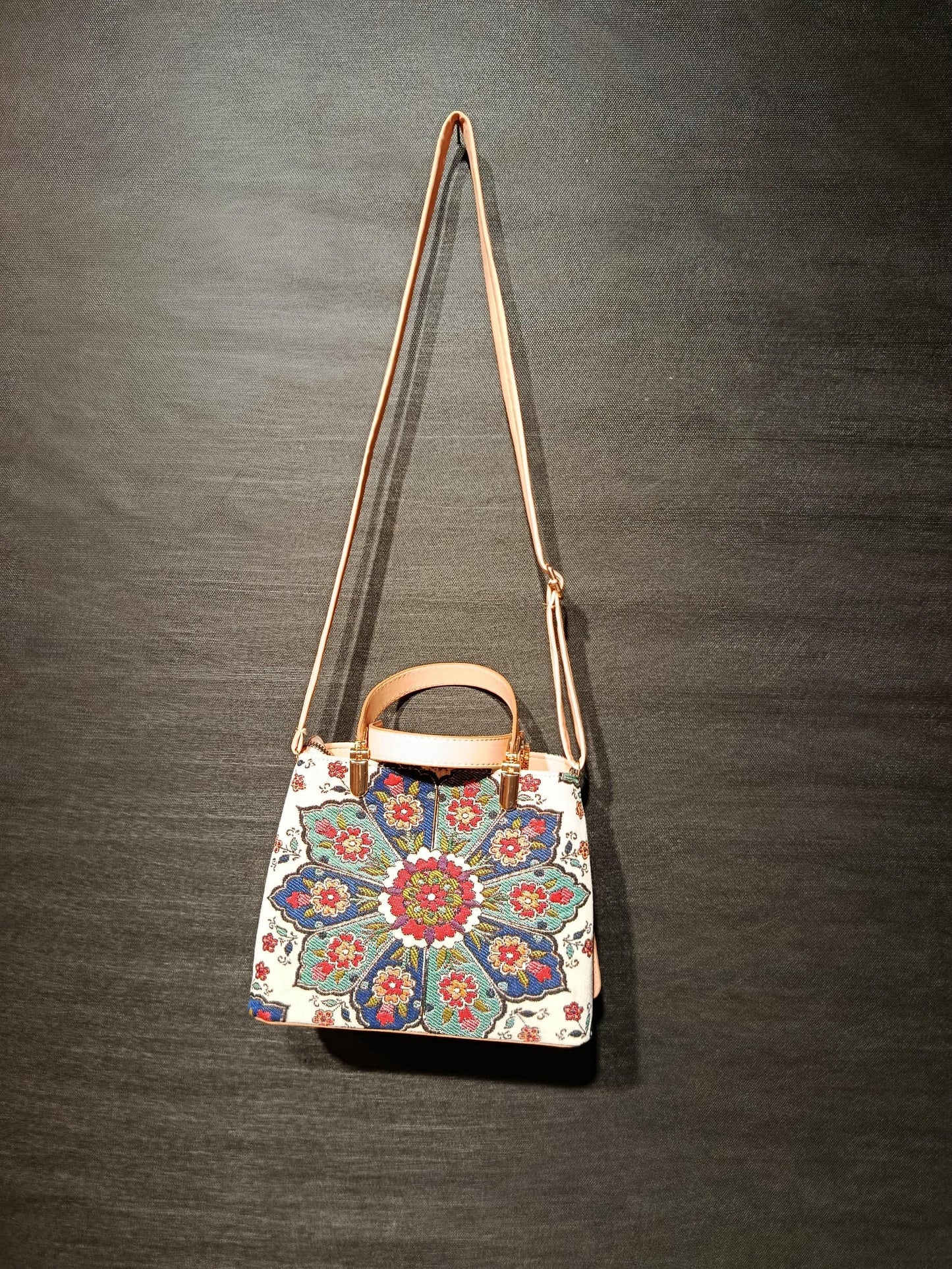 Mandala Tapestry Bag: Turkish Floral Medallion Crossbody Purse