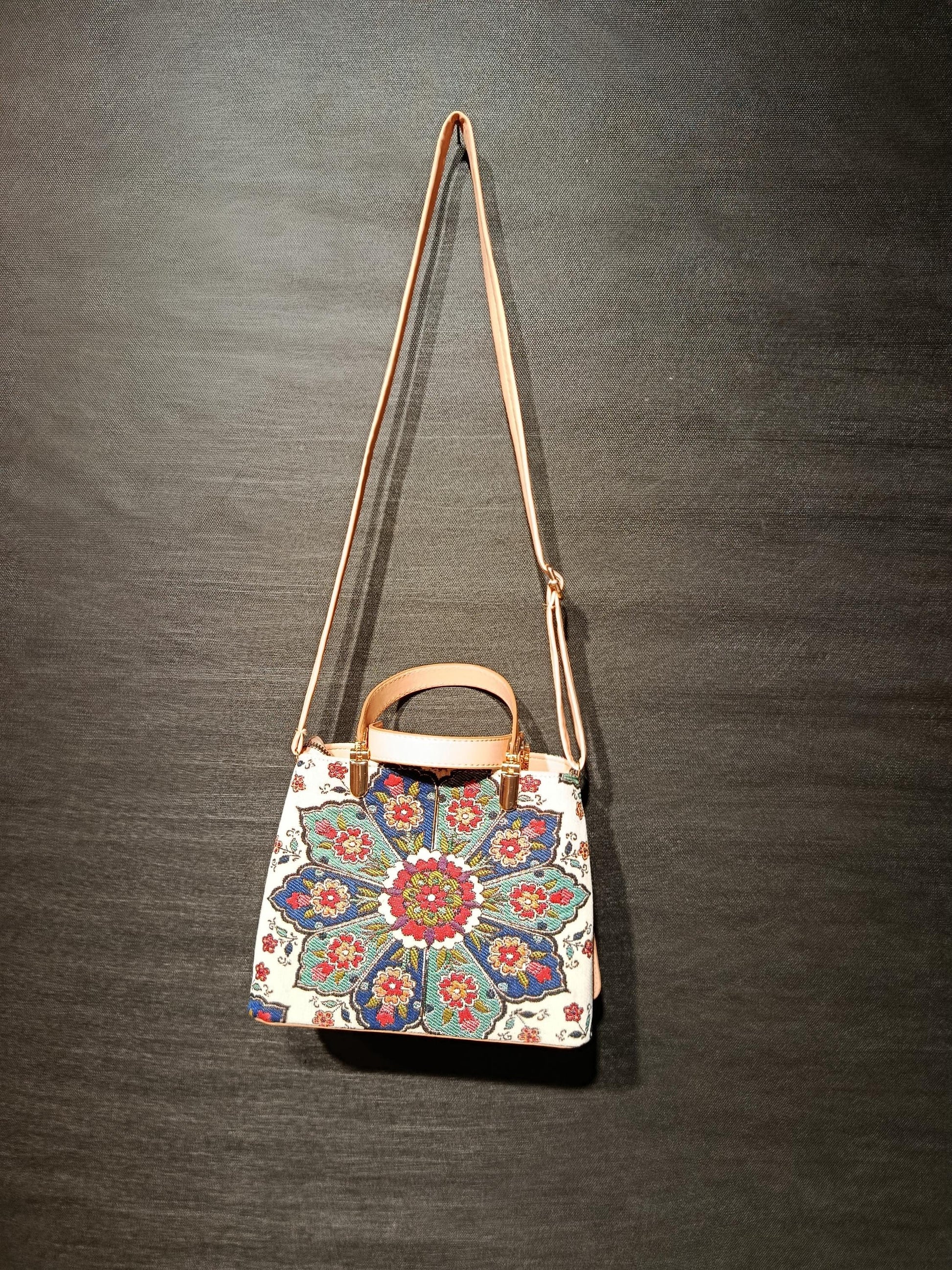 Mandala Tapestry Bag: Turkish Floral Medallion Crossbody Purse