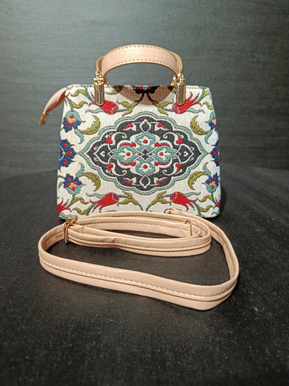 Turkish Tapestry Crossbody Bag: Floral Medallion, Ottoman Design