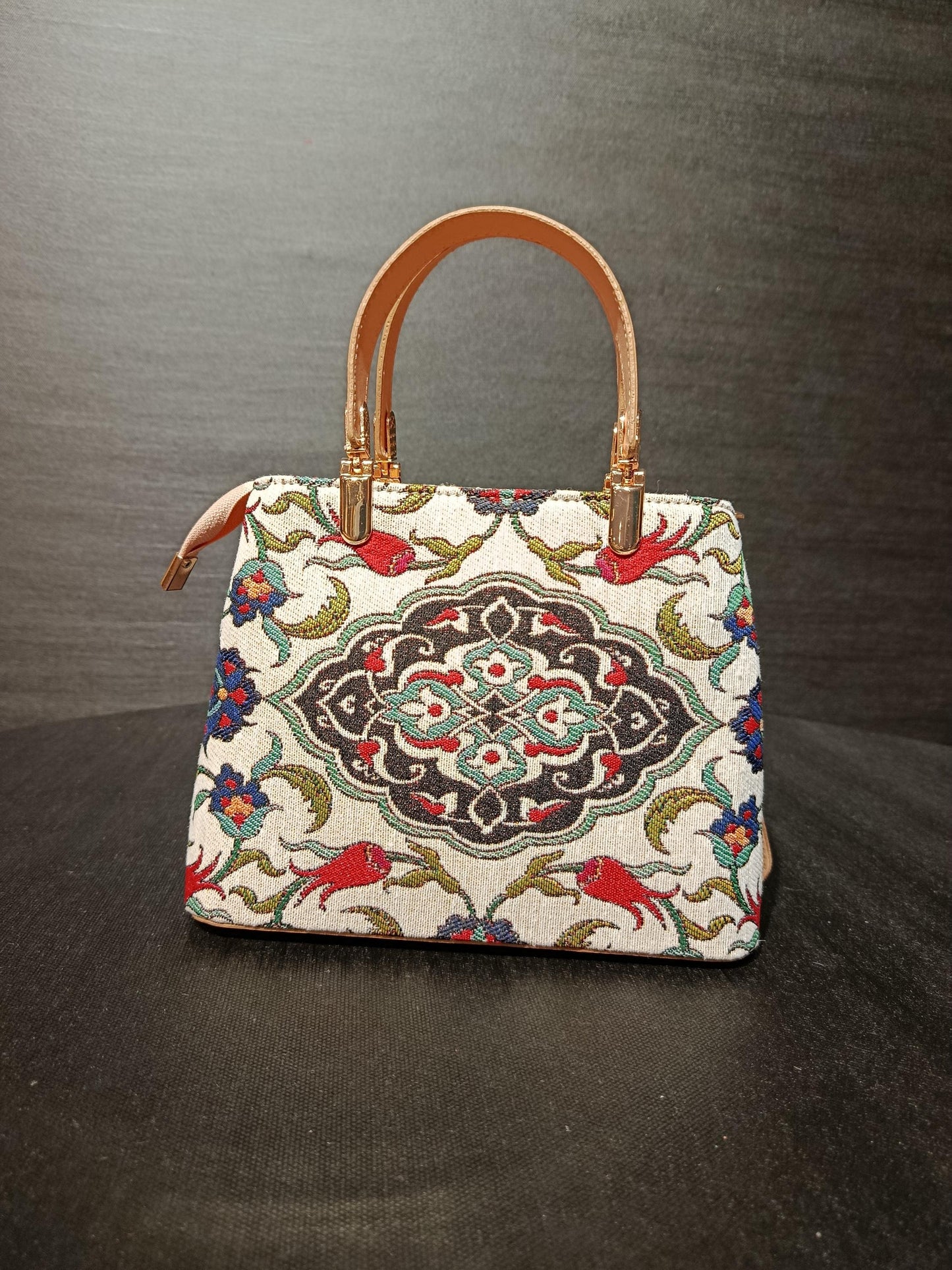 Turkish Tapestry Crossbody Bag: Floral Medallion, Ottoman Design
