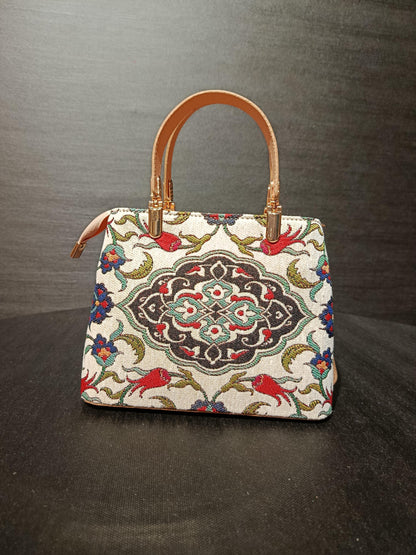 Turkish Tapestry Crossbody Bag: Floral Medallion, Ottoman Design