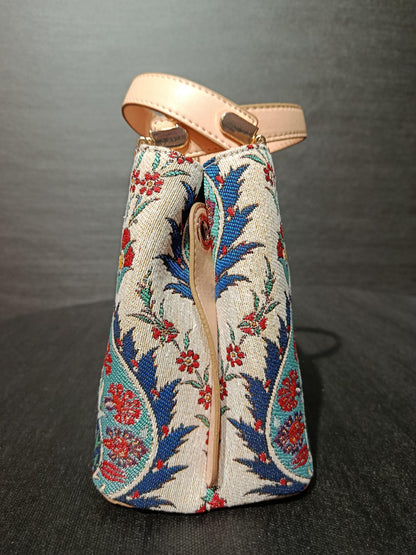 Ottoman Tulip Tapestry Bag: Handmade Turkish Crossbody Purse