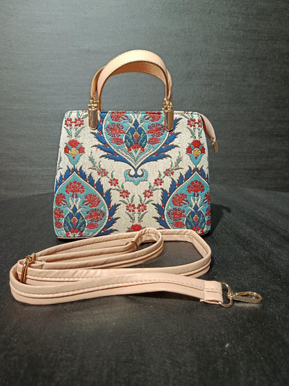 Ottoman Tulip Tapestry Bag: Handmade Turkish Crossbody Purse