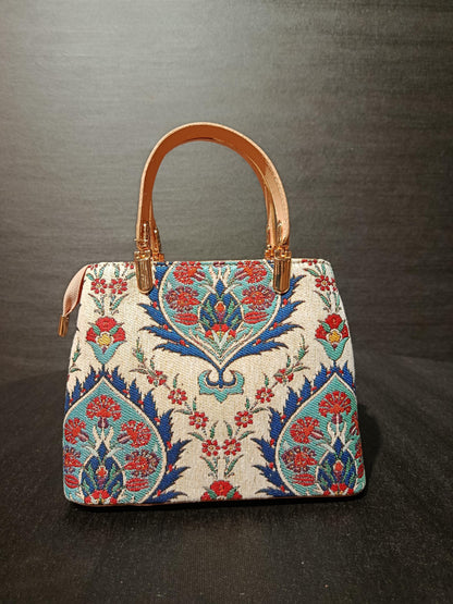 Ottoman Tulip Tapestry Bag: Handmade Turkish Crossbody Purse
