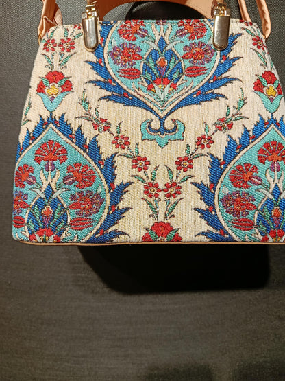Ottoman Tulip Tapestry Bag: Handmade Turkish Crossbody Purse