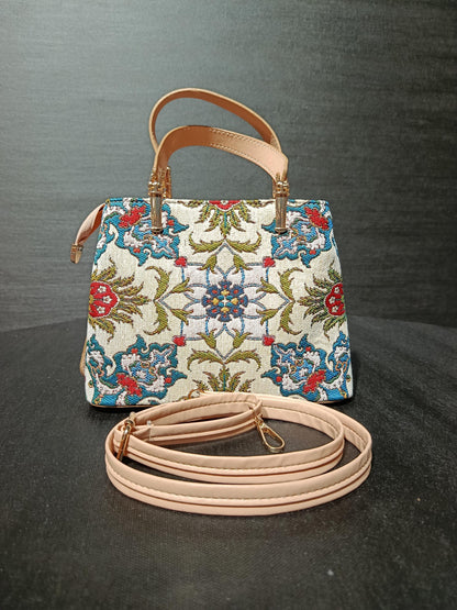 Turkish Gobelin Tapestry Bag: Ottoman Floral Crossbody Purse