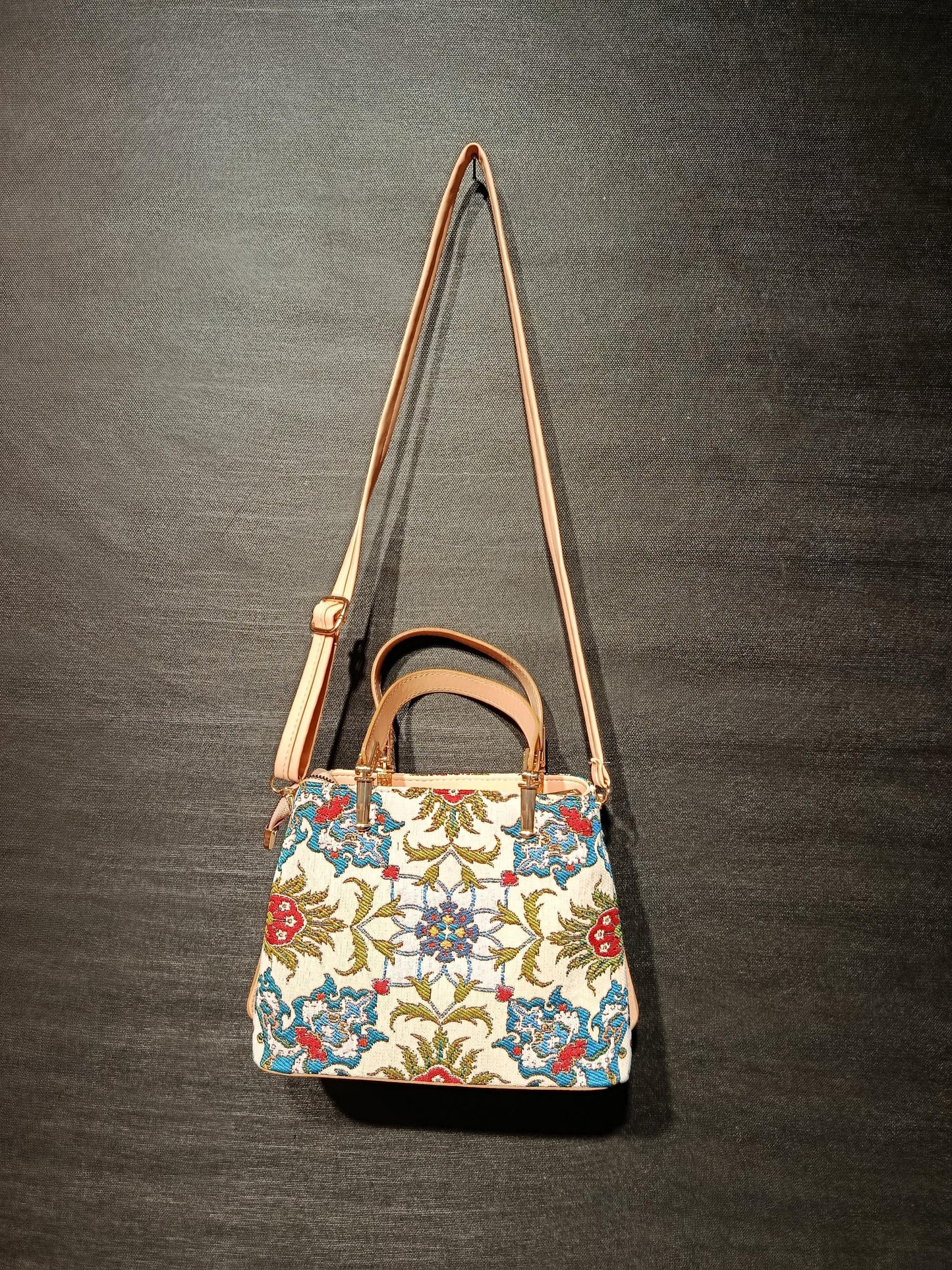 Turkish Gobelin Tapestry Bag: Ottoman Floral Crossbody Purse
