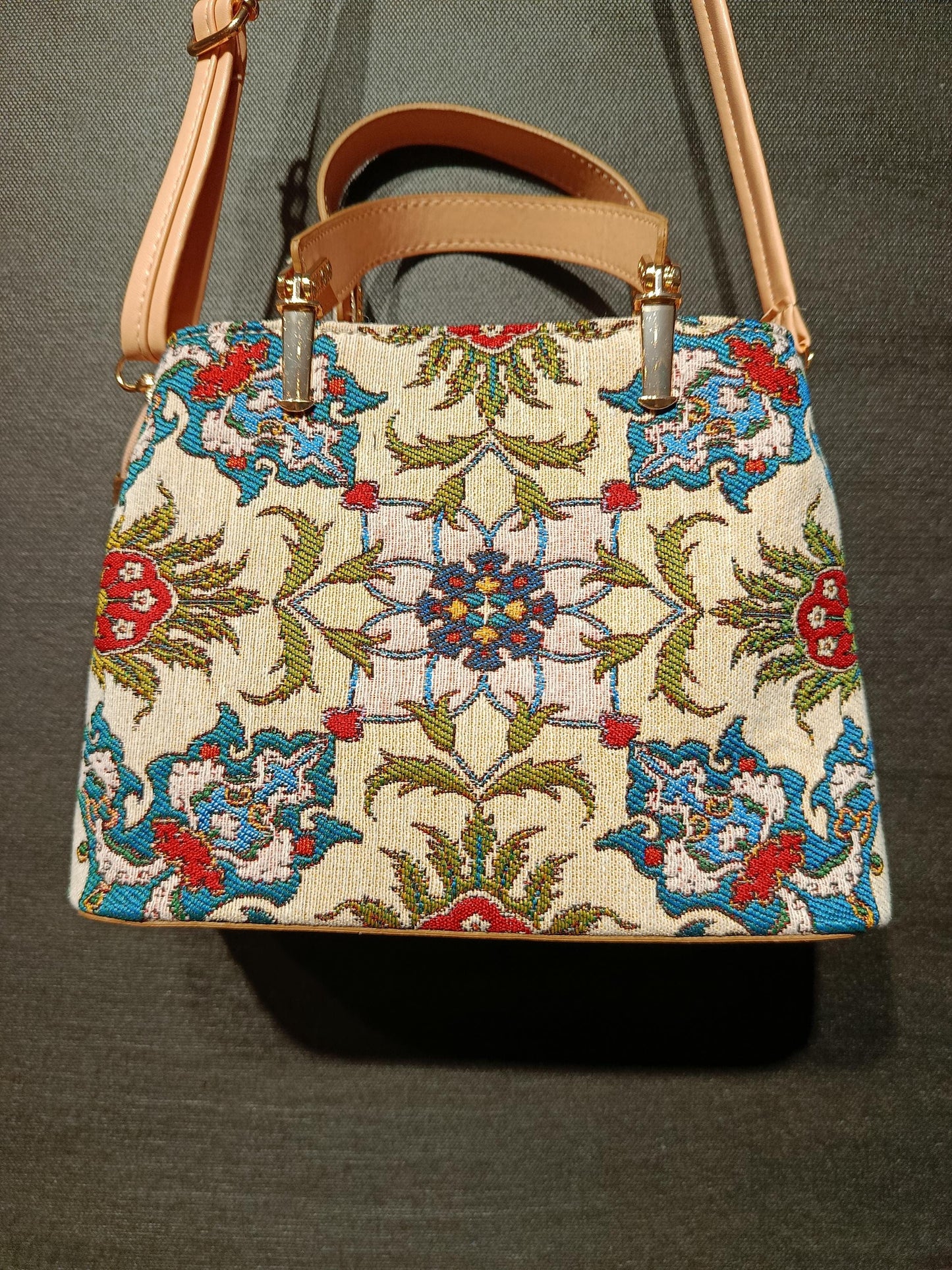 Turkish Gobelin Tapestry Bag: Ottoman Floral Crossbody Purse
