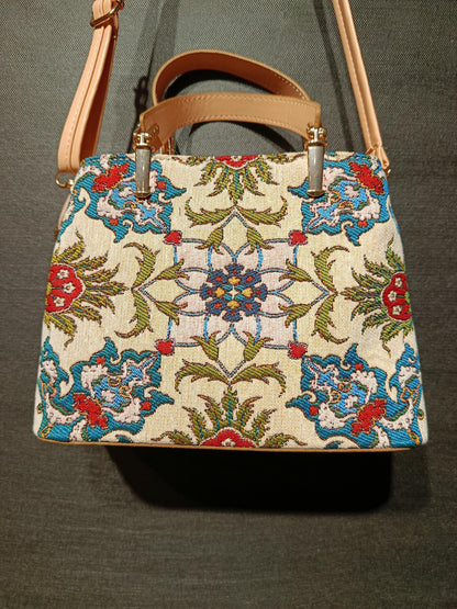 Turkish Gobelin Tapestry Bag: Ottoman Floral Crossbody Purse