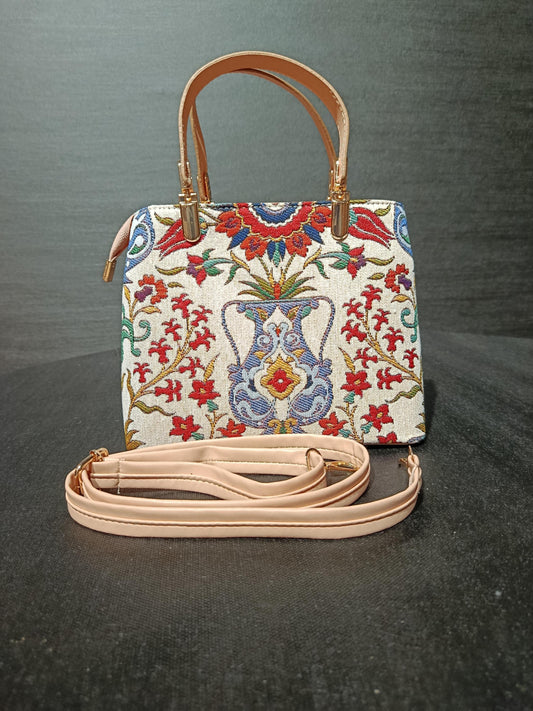 Turkish Gobelin Tapestry Bag: Ottoman Floral Crossbody Purse
