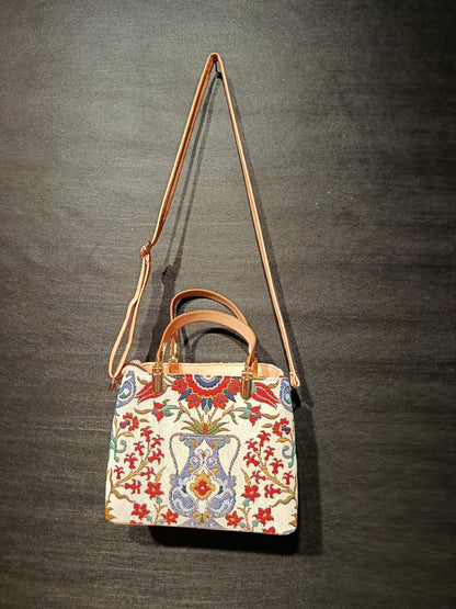 Turkish Gobelin Tapestry Bag: Ottoman Floral Crossbody Purse
