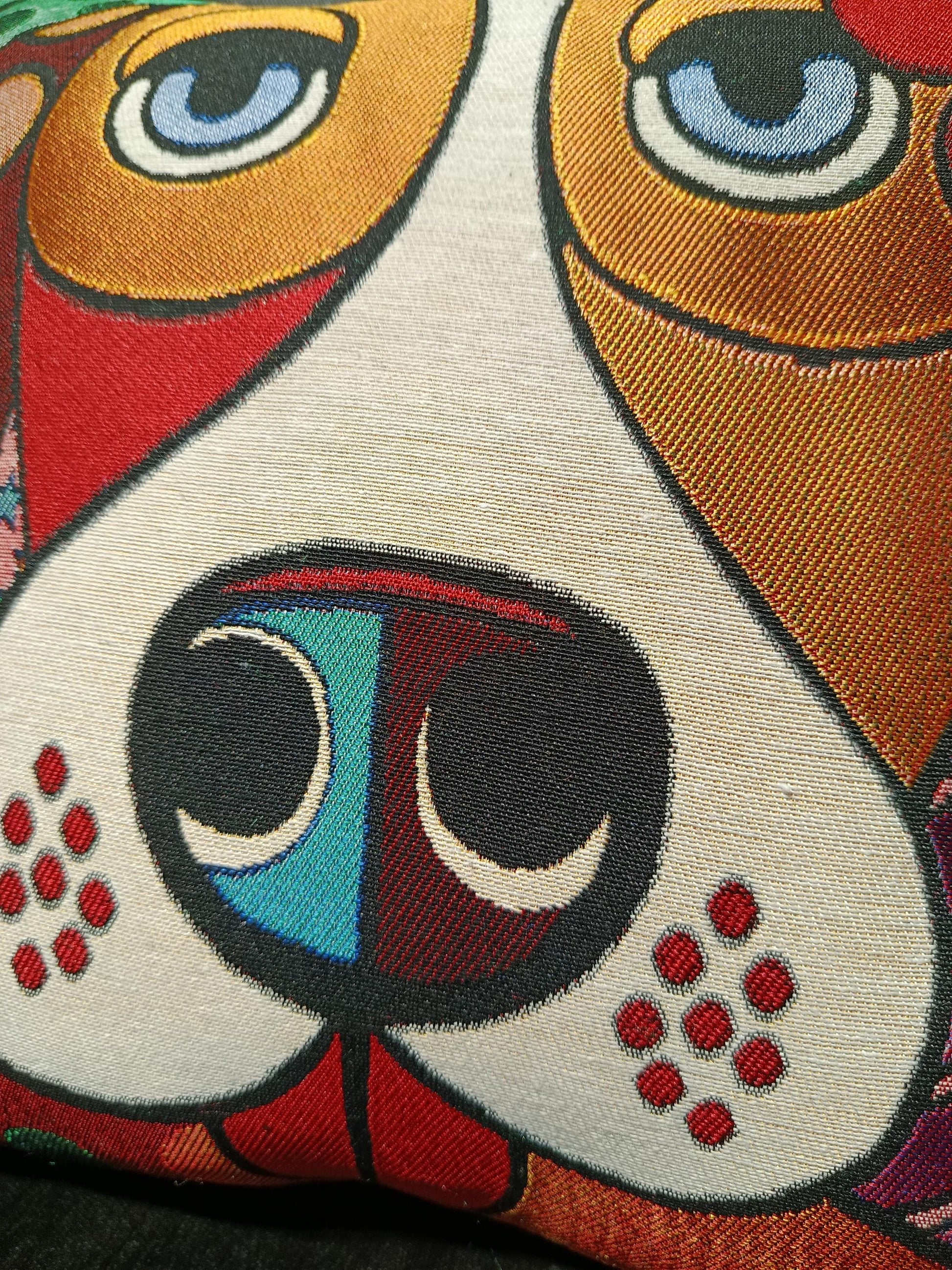 Gobelin Tapestry Dog Pillow Cover: Abstract Puppy Art, Handmade