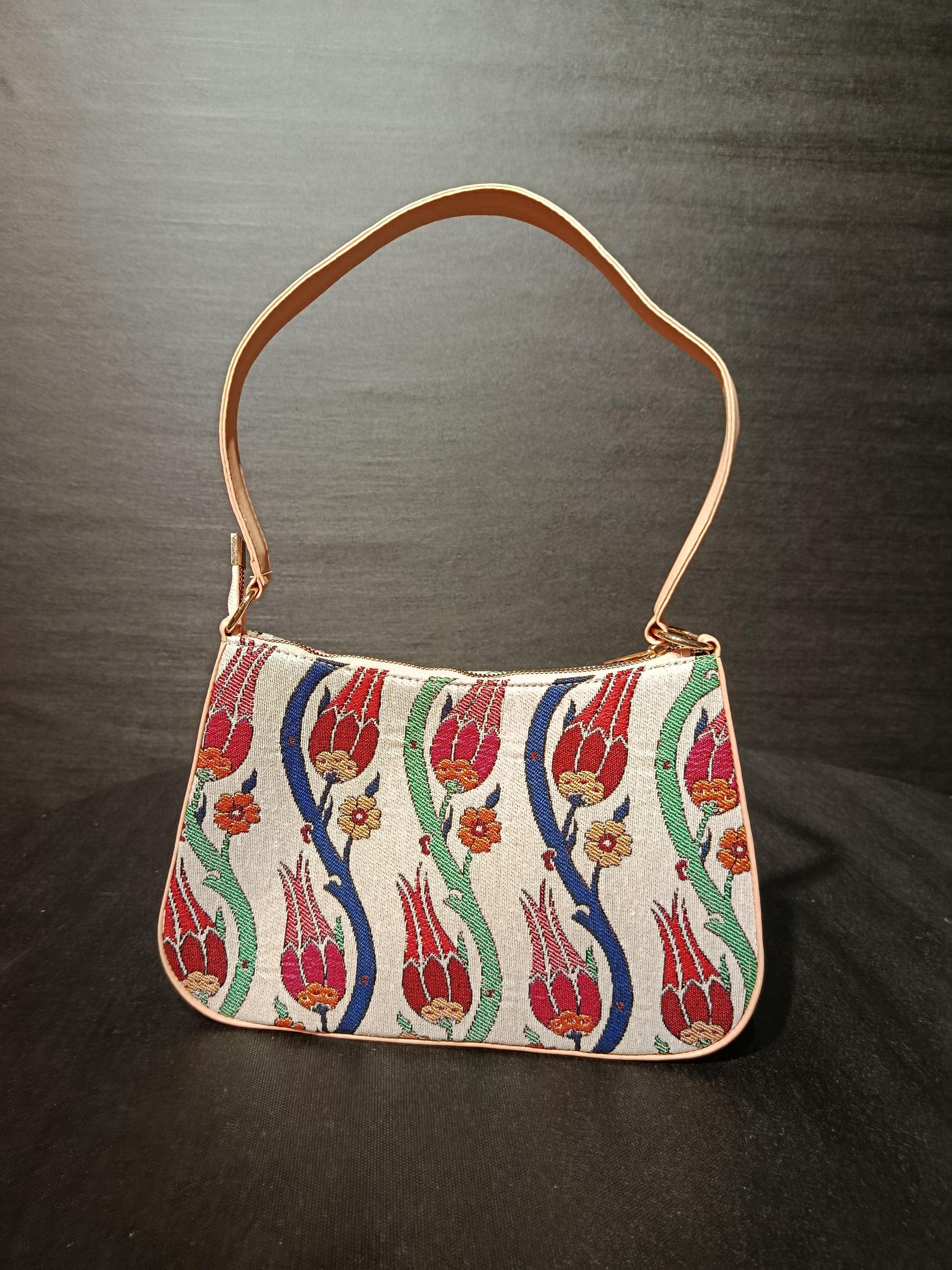 Ottoman Tulip Tapestry Shoulder Bag: Turkish Floral Crossbody Purse