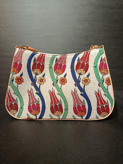 Ottoman Tulip Tapestry Shoulder Bag: Turkish Floral Crossbody Purse