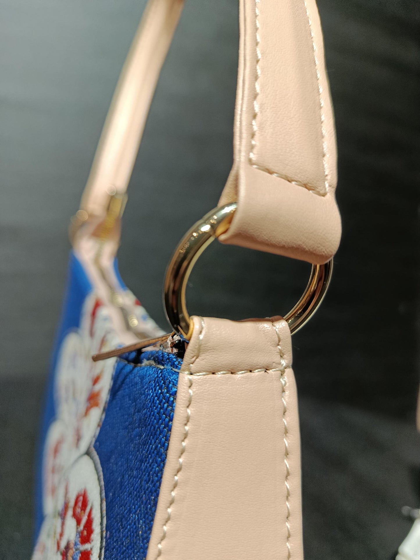 Blue Gobelin Floral Shoulder Bag: Turkish Embroidered Tapestry Purse