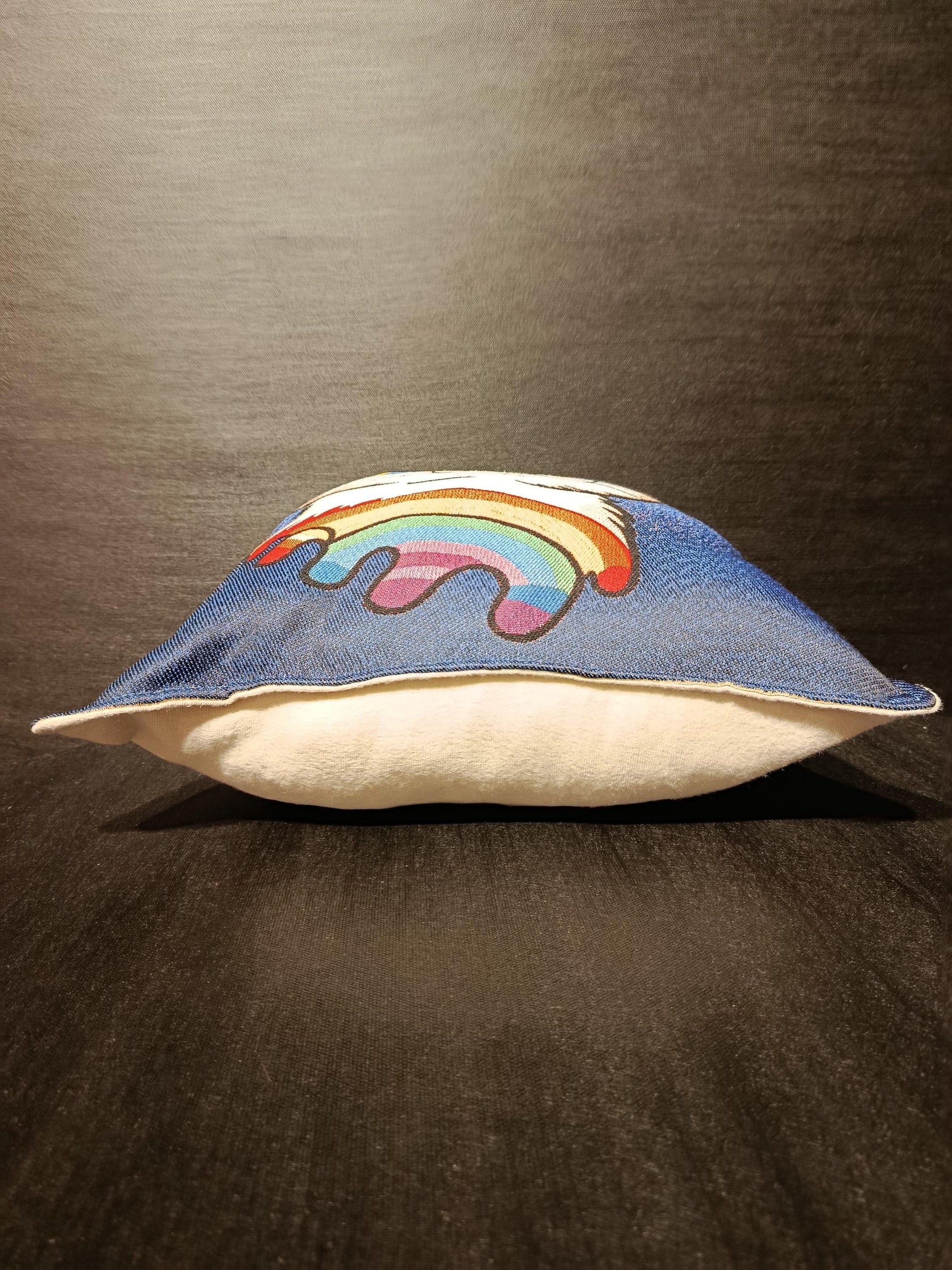Rainbow Cat Tapestry Cushion Cover: Colorful Woven Pillow, Handmade in Türkiye