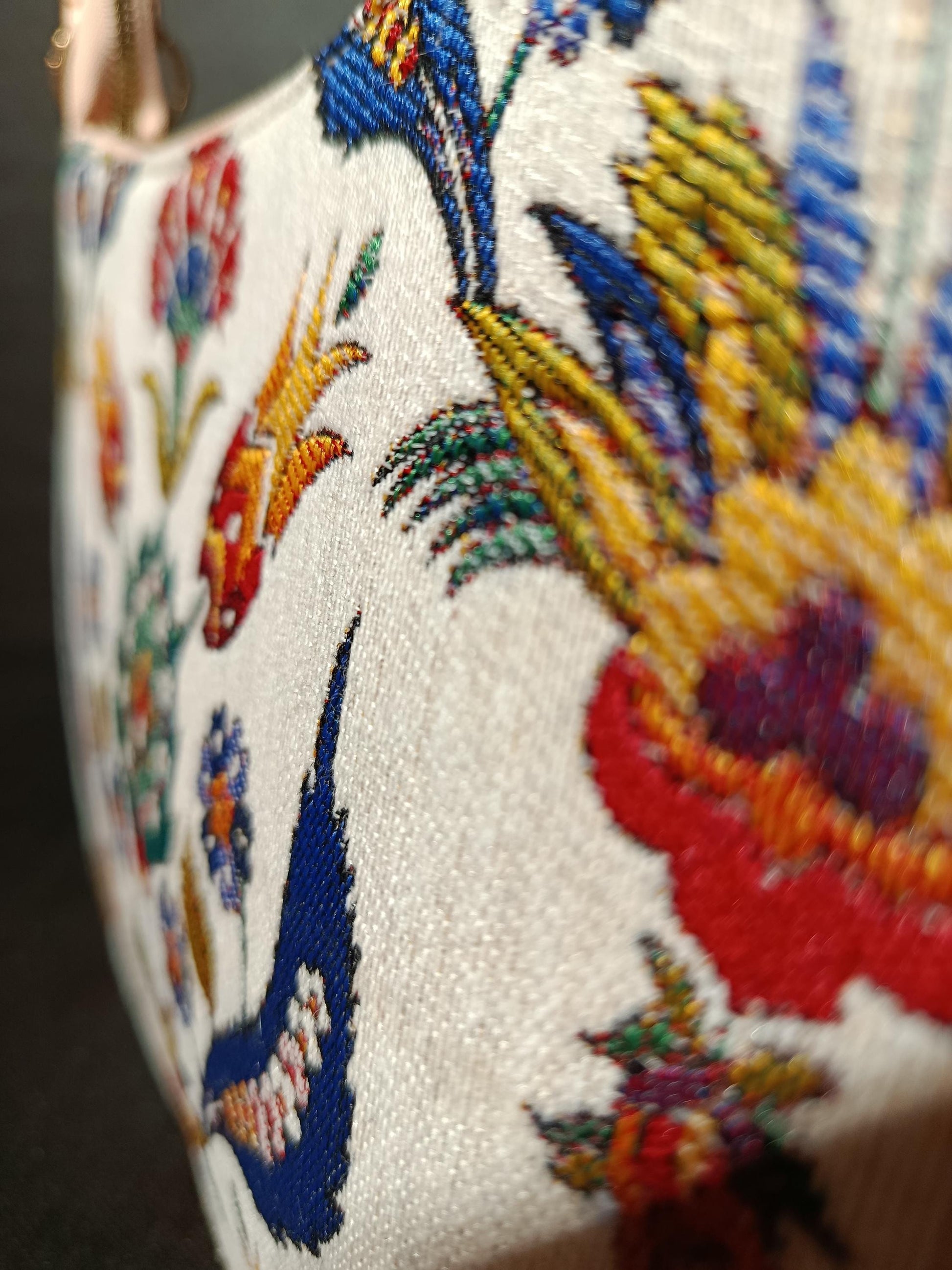 Ottoman Floral Tapestry Shoulder Bag: Turkish Gobelin Crossbody Purse