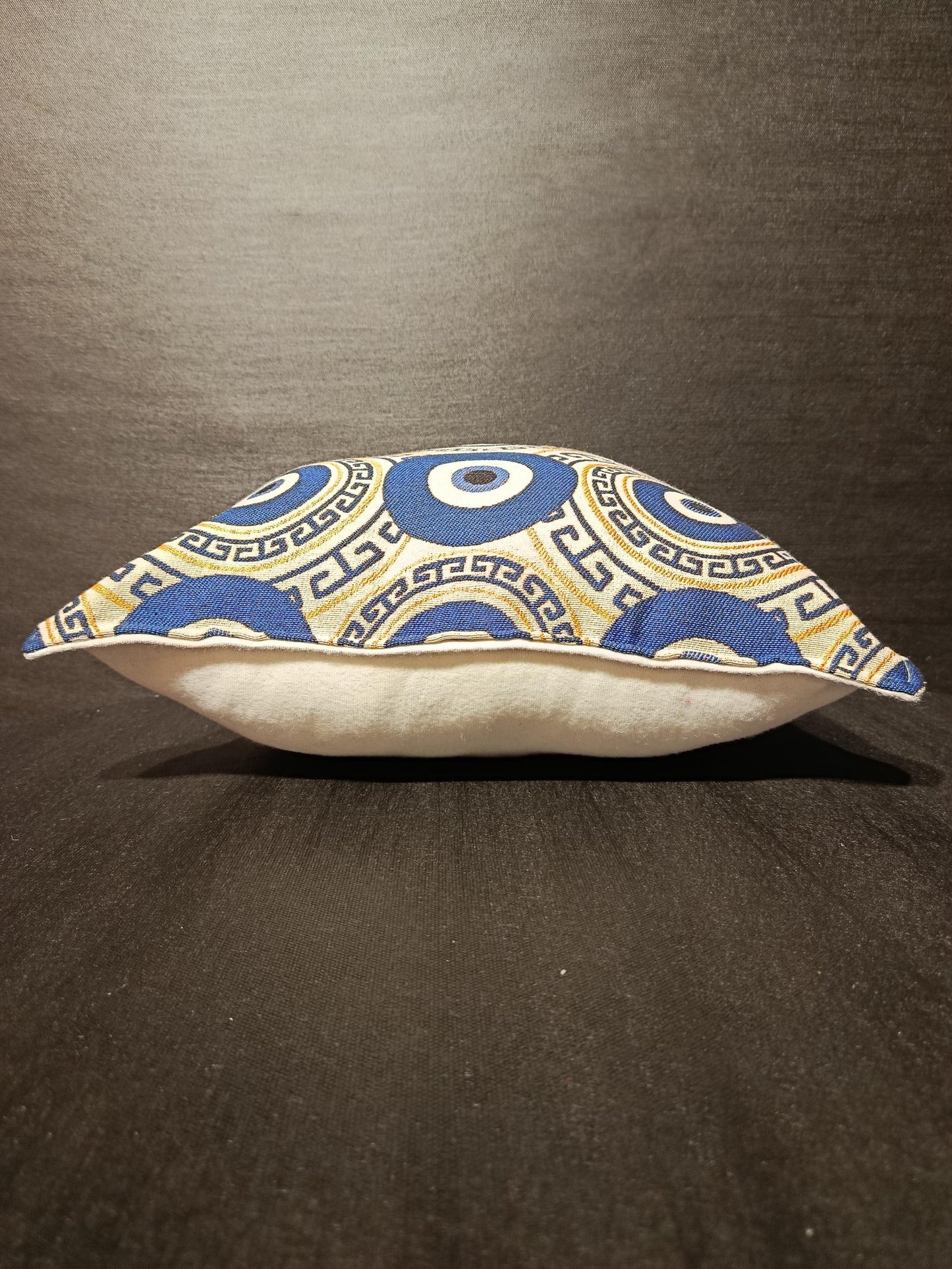 Evil Eye Cushion Cover: Turkish Nazar Pillow with Greek Key - Boho Home Decor