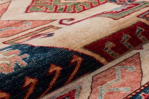 Large Handmade Afghan Kazak Rug – 207x274 cm - 7' x 9' -  Tribal Wool Carpet
