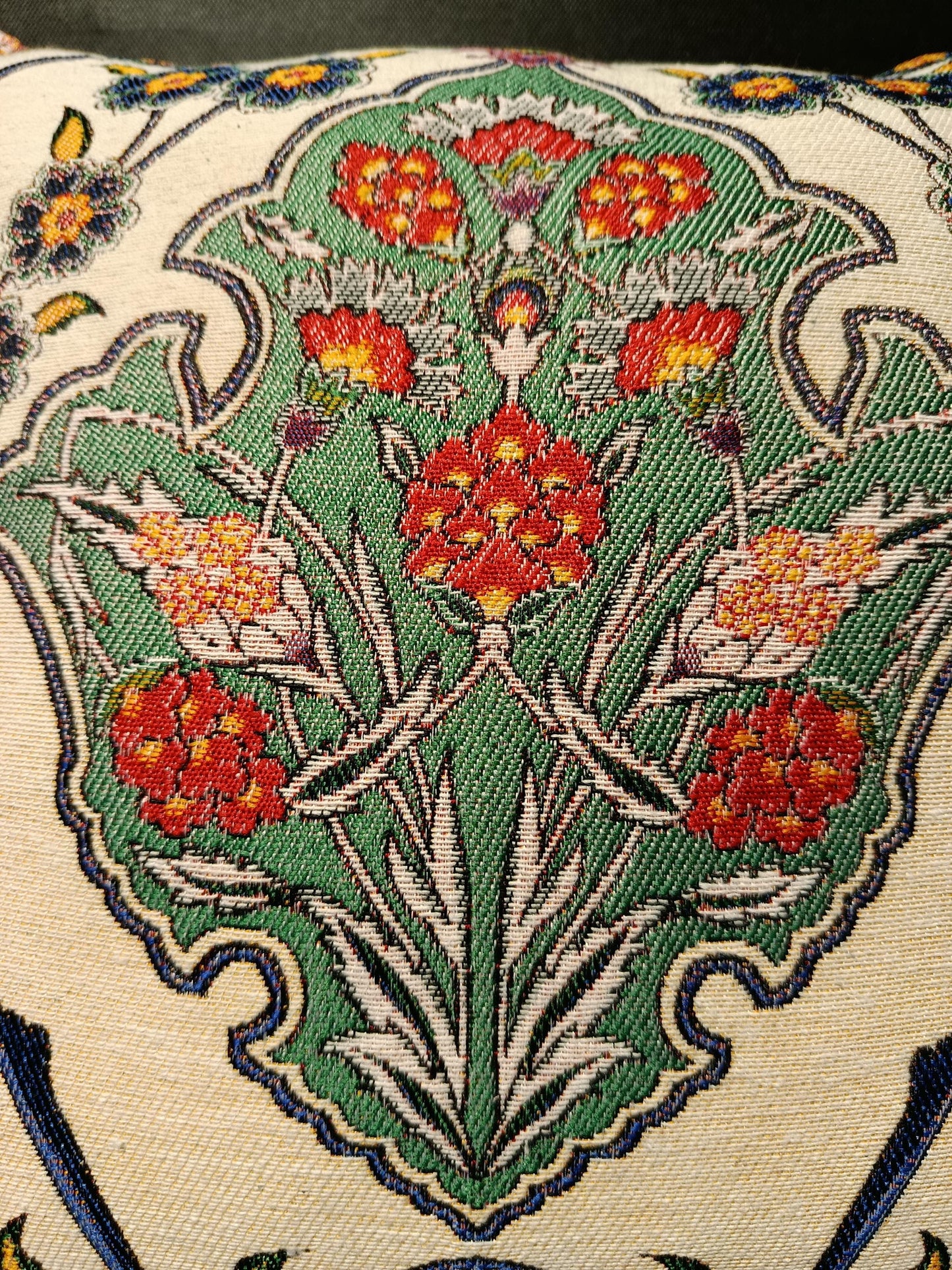 Turkish Floral Pillow Cover: Woven Gobelin Tapestry, Boho Accent Pillow