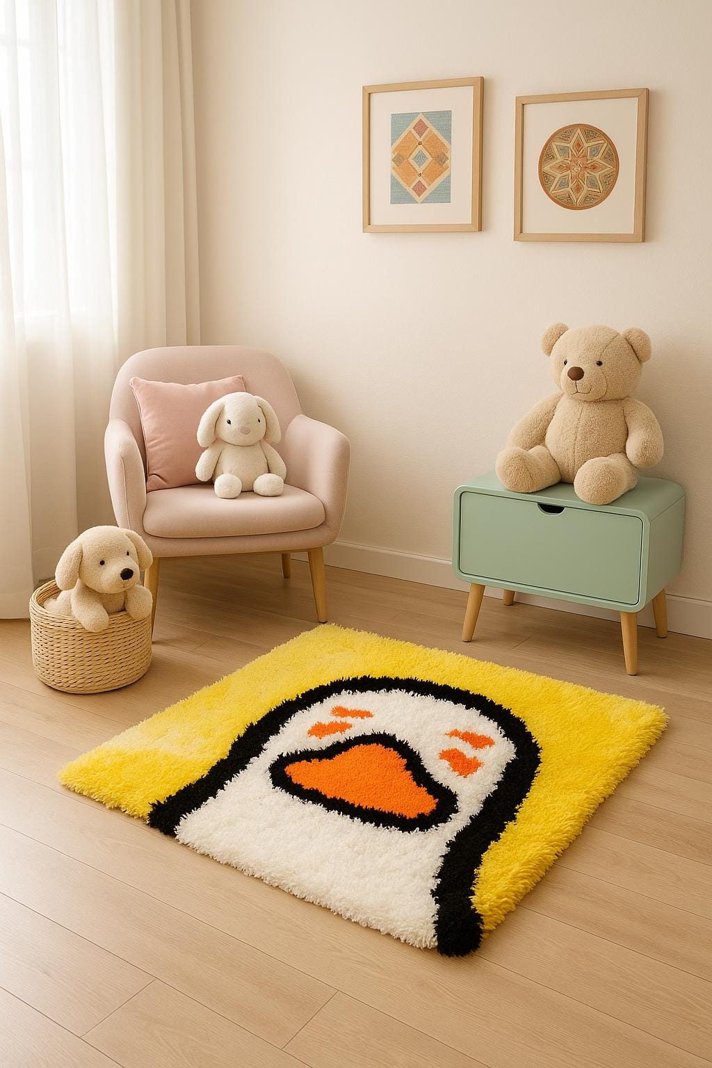 Hand-Tufted Screaming Ghost Rug: Diamond Emoji Design, Halloween Decor