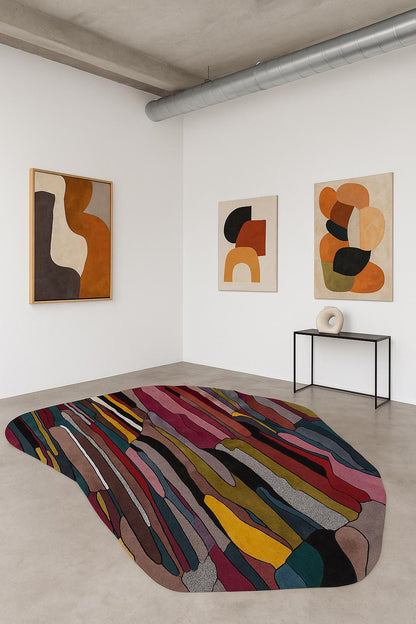 Custom Hand-Tufted Viscose Rug: Colorful Contemporary Design