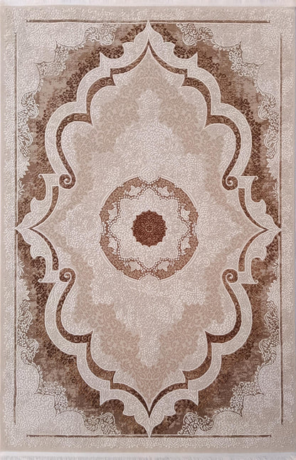 Beige Medallion Area Rug – Traditional Oriental Style Carpet (160x230 cm)