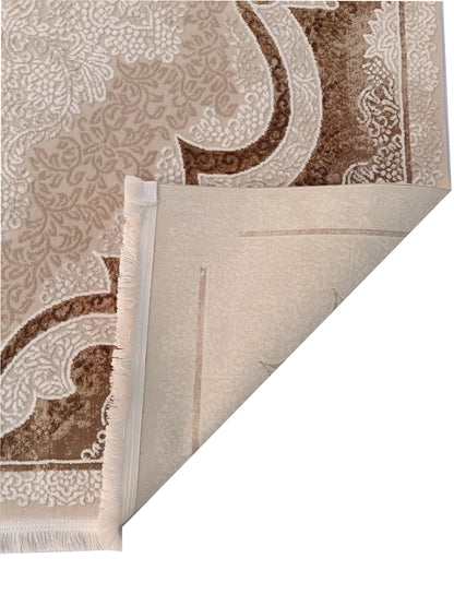 Beige Medallion Area Rug – Traditional Oriental Style Carpet (160x230 cm)