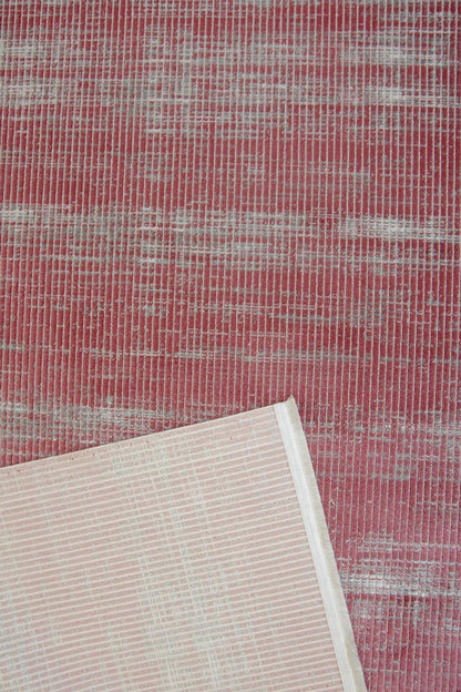 Marsala Red Distressed Area Rug – Textured Linear Woven Carpet (Customizable Size)