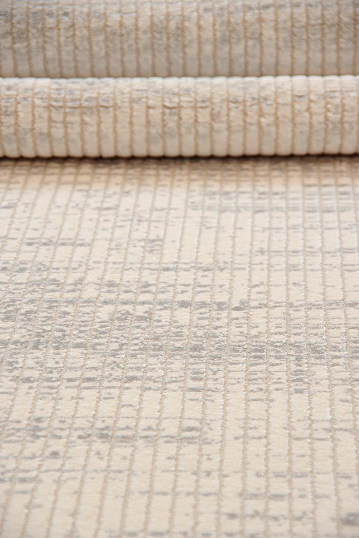 Distressed Marsala Cream Rug – Textured Linear Woven Floor Carpet (Customizable Size)