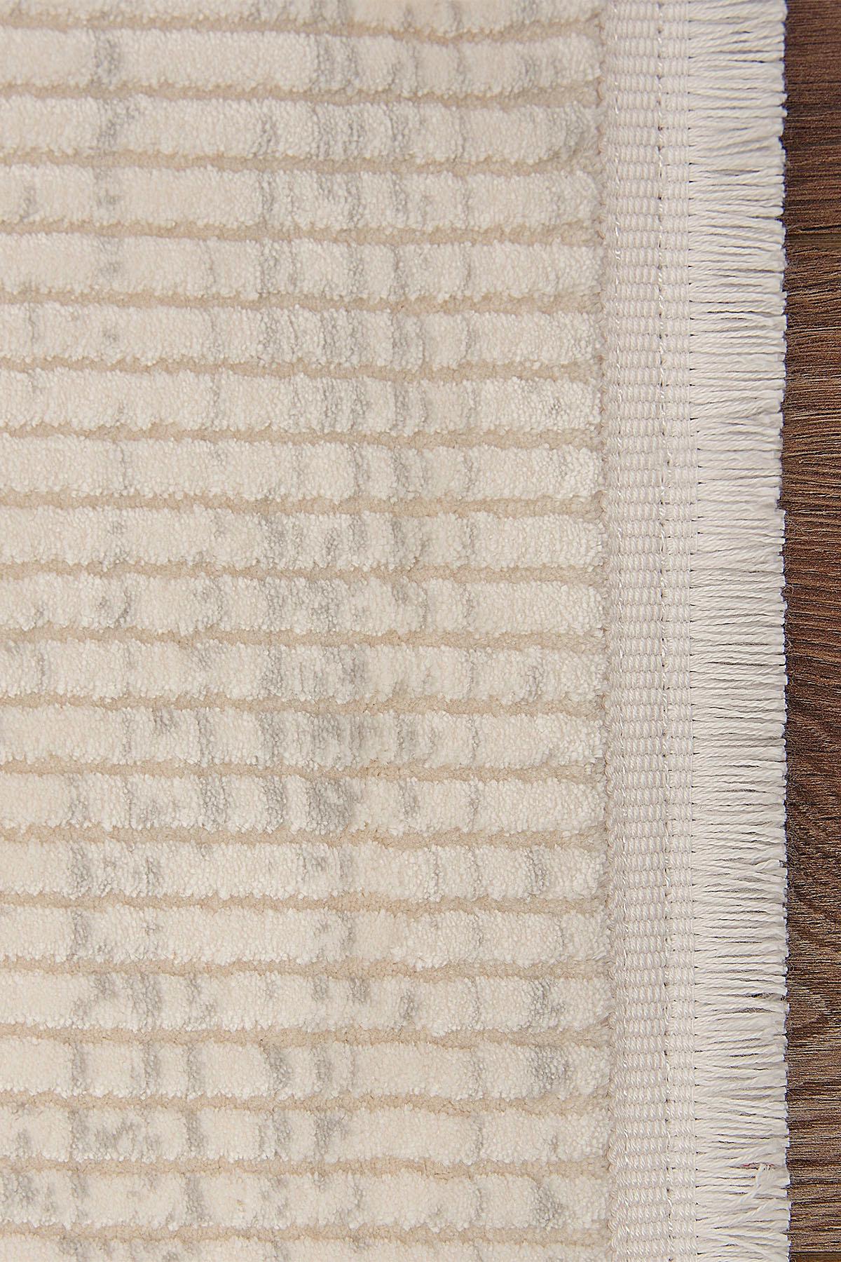 Distressed Marsala Cream Rug – Textured Linear Woven Floor Carpet (Customizable Size)