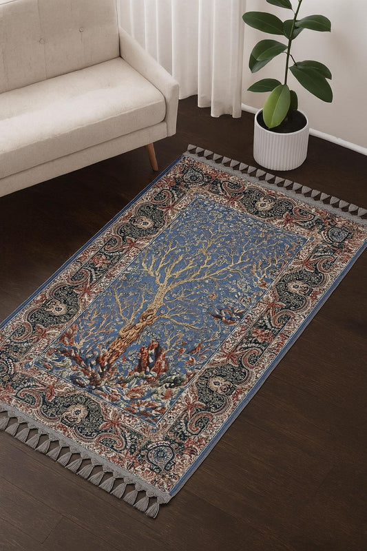 Turkish Prayer Rug, Soft Muslim Prayer Mat, Ottoman Design
