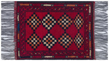 Small Afghan Wool Rug: 42x55 cm, Tribal Boho Decor