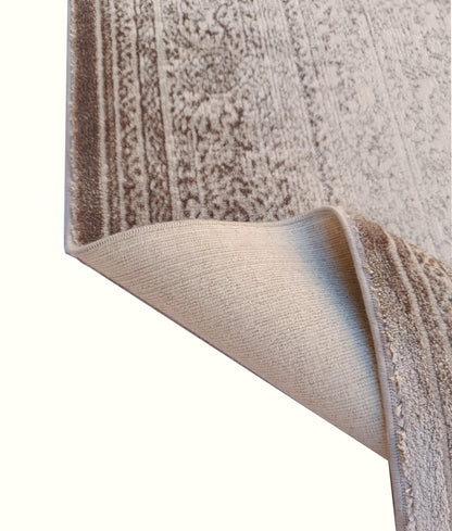 Distressed Persian Style Area Rug – Neutral Beige Medallion Carpet