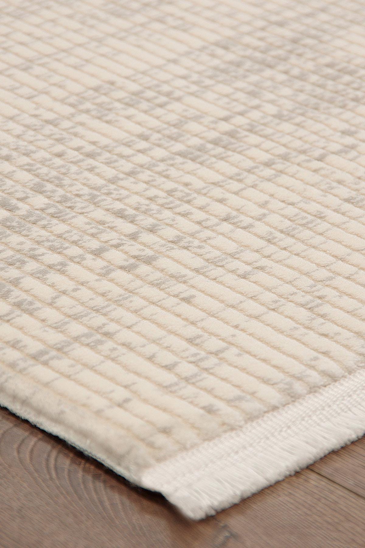 Distressed Marsala Cream Rug – Textured Linear Woven Floor Carpet (Customizable Size)