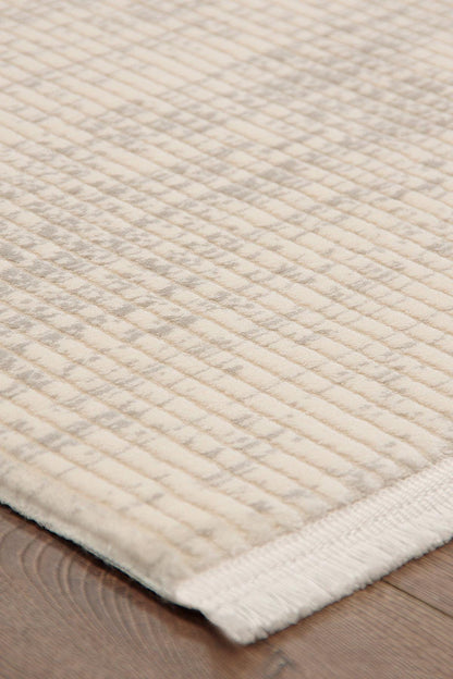 Distressed Marsala Cream Rug – Textured Linear Woven Floor Carpet (Customizable Size)