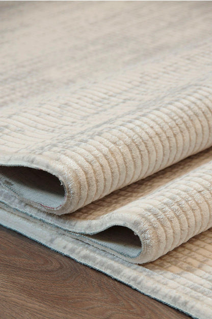 Distressed Marsala Cream Rug – Textured Linear Woven Floor Carpet (Customizable Size)