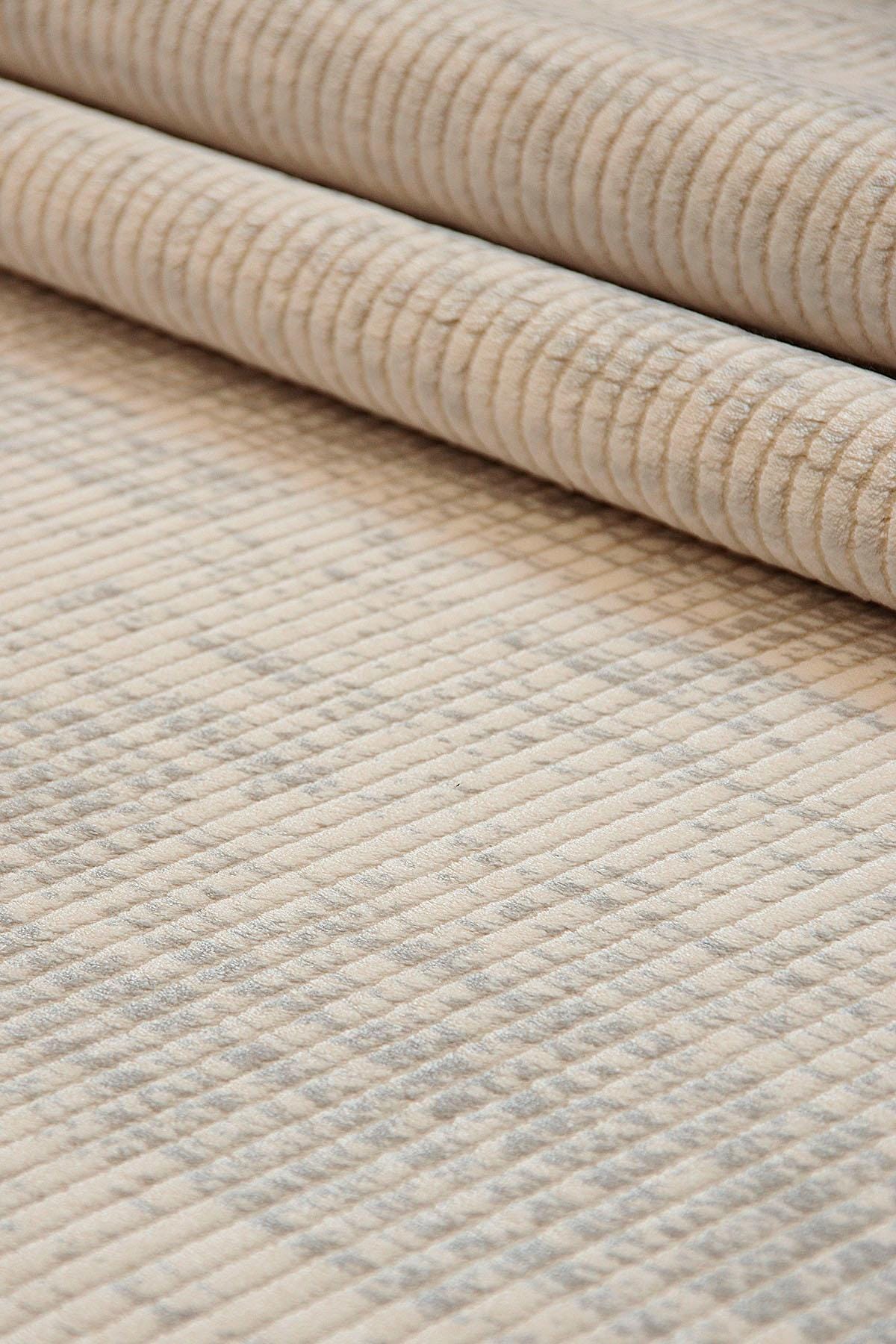 Distressed Marsala Cream Rug – Textured Linear Woven Floor Carpet (Customizable Size)