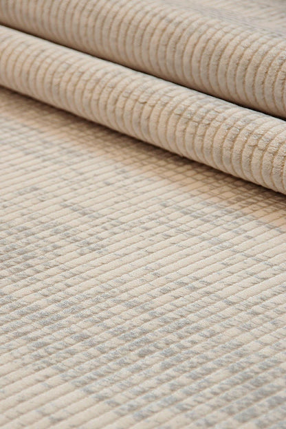 Distressed Marsala Cream Rug – Textured Linear Woven Floor Carpet (Customizable Size)