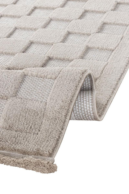 Contemporary Beige Basketweave Textured Area Rug – Modern Solid Neutral Carpet