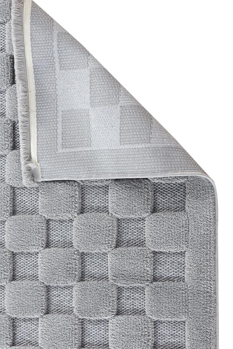 Contemporary Gray Basketweave Textured Area Rug – Modern Solid Neutral Carpet