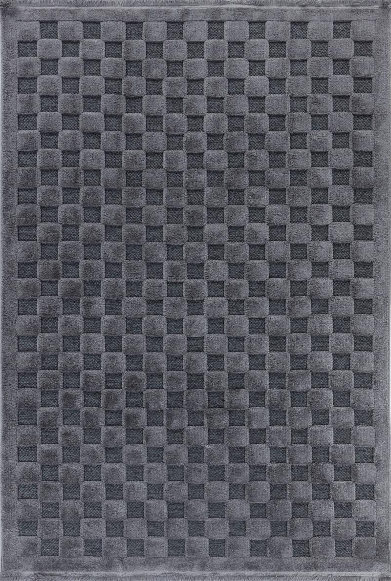Contemporary Dark Gray Basketweave Textured Area Rug – Modern Solid Neutral Carpet