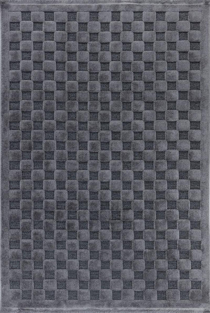 Contemporary Dark Gray Basketweave Textured Area Rug – Modern Solid Neutral Carpet