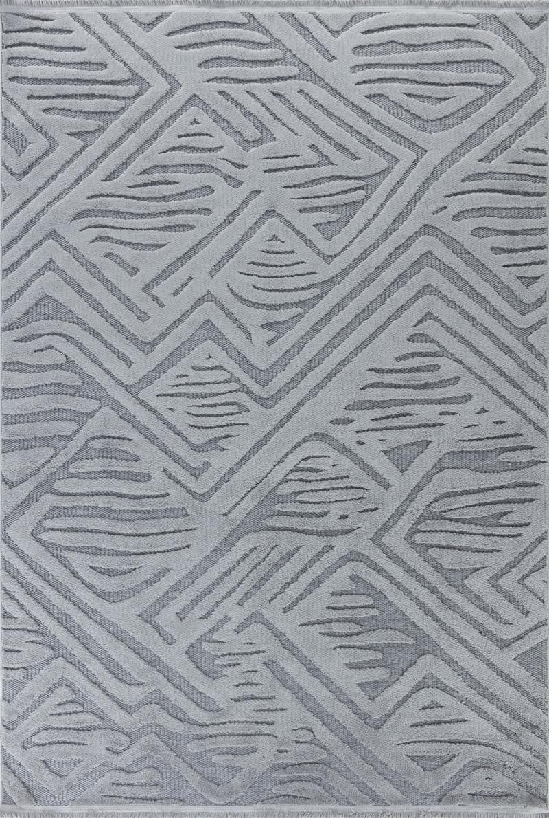 Contemporary Gray High-Low Pile Textured Area Rug – Modern Geometric Pattern Carpet