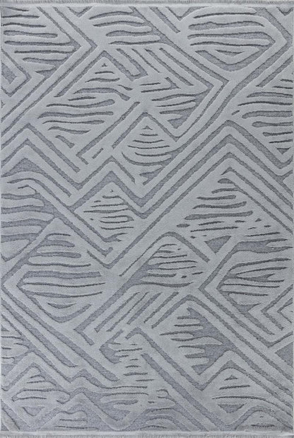 Contemporary Gray High-Low Pile Textured Area Rug – Modern Geometric Pattern Carpet