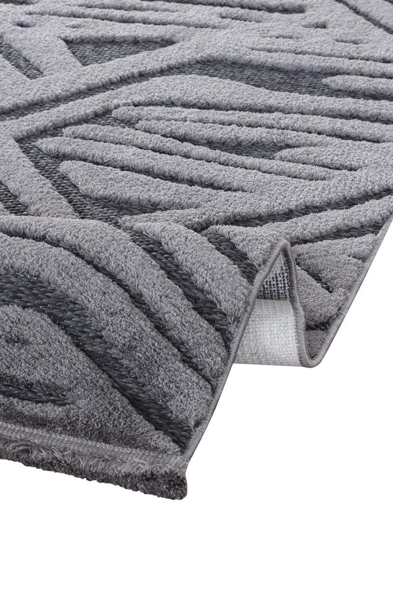 Contemporary Gray High-Low Pile Textured Area Rug – Modern Geometric Pattern Carpet