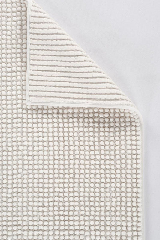 Contemporary White Textured Chenille Area Rug – Soft Bubble Loop Design Carpet